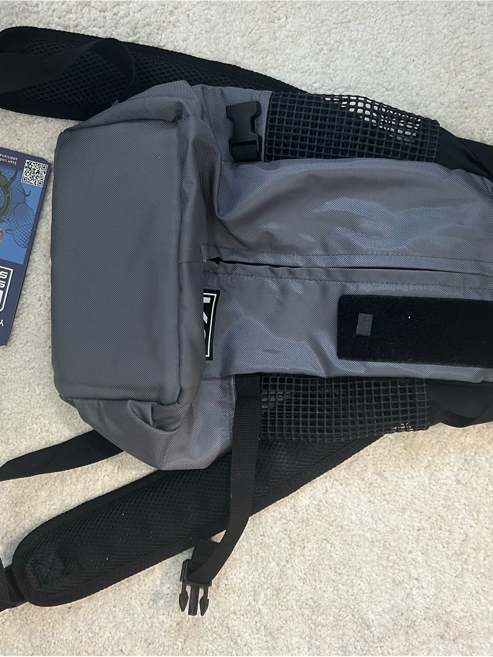 K9 Gray Mesh Dog Backpack with Padded Shoulder Strap-Size Small